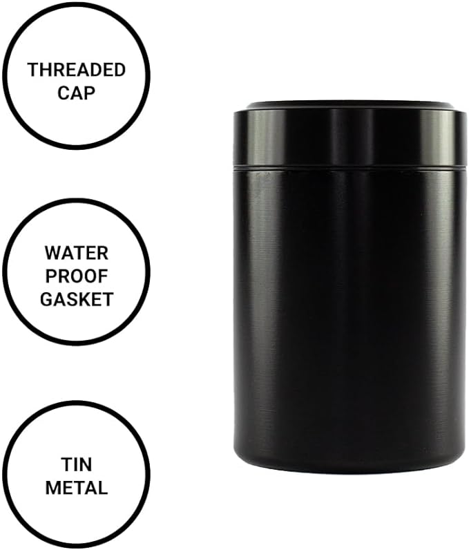 Small Stash Can - Airtight Smell Proof Container, Waterproof Multipurpose Storage, Leaf Screw-Top Lid Lock - 3 Pack (60ml, 45mm*60mm Black)