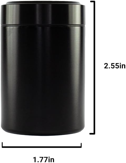 Small Stash Can - Airtight Smell Proof Container, Waterproof Multipurpose Storage, Leaf Screw-Top Lid Lock - 3 Pack (60ml, 45mm*60mm Black)